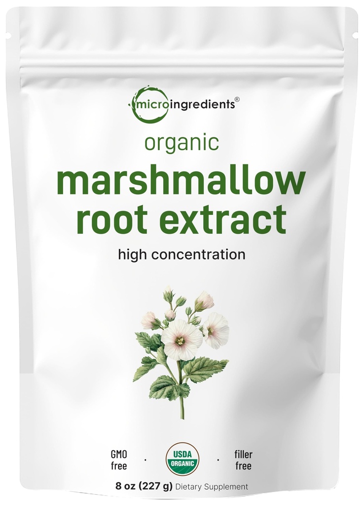 Micro Ingredientes Orgânico Marshmallow Raiz Pó, 8 Onça, Enchimento Livre e Tradicionalmente Usado, Suporta Saúde Gastrointestinal Digestiva, Não irradiado e Sem OGM, Vegan Friendly