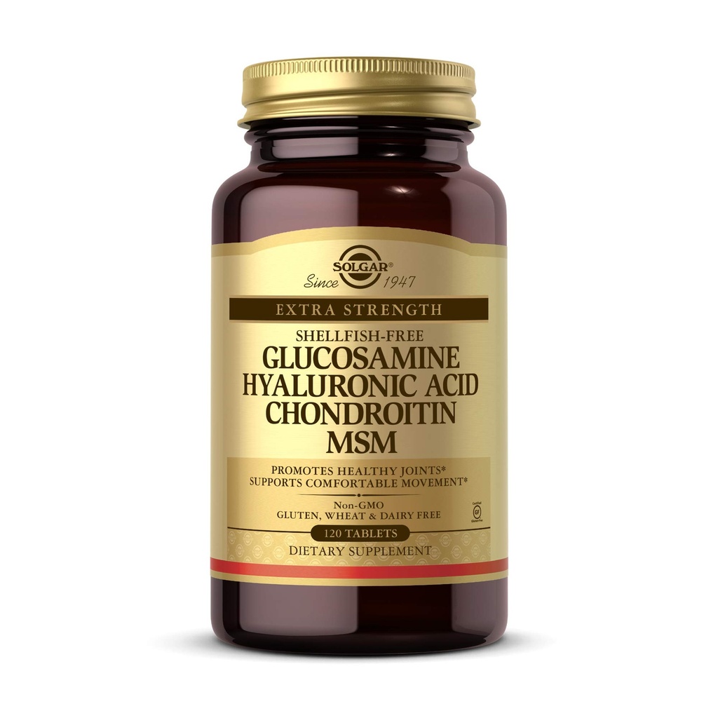 Solgar Glucosamina Ácido hialurónico Condroitina HSH, 120 comprimidos - Suporta articulações saudáveis - Suporta gama de movimento e flexibilidade - Força extra, Shellfish Free - Não-GMO, Gluten Free - 40 Servings