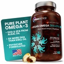 OmniBiotics Vegan Omega 3 DHA EPA Supplement – Suplemento pré-natal certificado MD com 8X mais DHA do que óleo de krill, sem peixes, Não-GMO – 60 Cápsulas Vegan