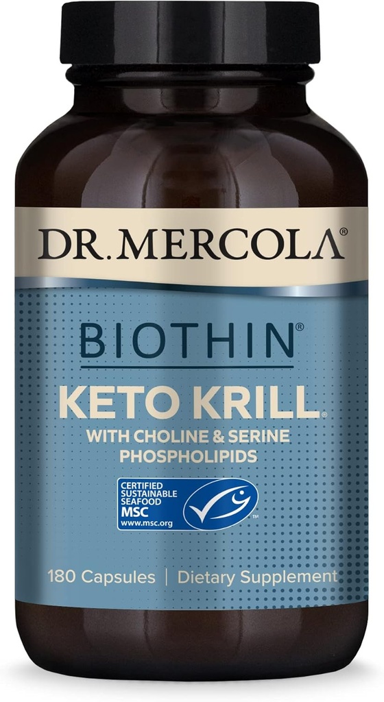 Dr. Mercola, Keto Krill suplemento de óleo, 90 Servings (180 Cápsulas) Ómega 3 ácidos gordos, MSC certificado, não OGM, sem soja, sem glúten