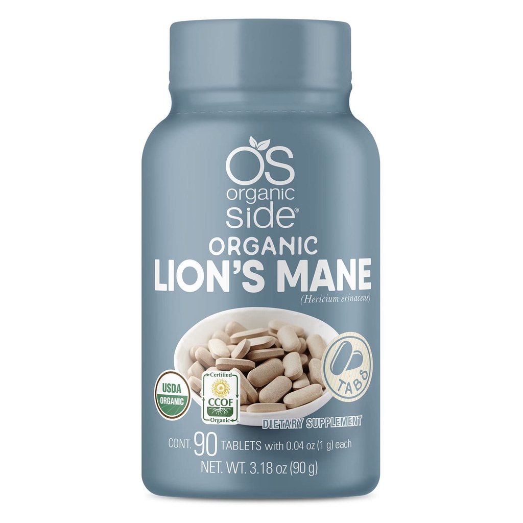 Lions Manes Mane Tablets 100% Puro Orgânico USDA Certified Não-GMO, Baseada em Plantas e Apoio ao Foco