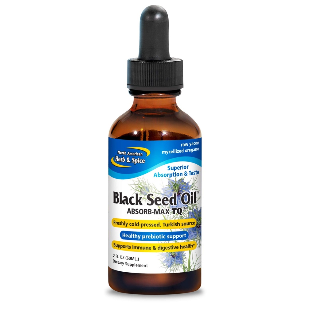 NORTE HERB & ESPECIARIA AMERICANO Black Seed Oil Absorb-Max TQ - 2 fl. oz. - Sublingual Mycellized Drops - Imune Support & Digestive Health - Óleo de Orégano - Não-GMO - 52 Total Servings