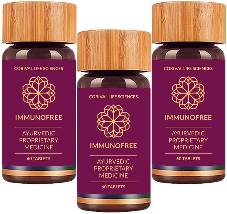Biogetica Immunofree Herbal Supplement for Imune Support - Mistura de Potente Natural de Tulsi, Kalmegh, Yashtimadhu & Giloy para Imune Boost - 100% Vegan - 60 Tablets- Pack de 3