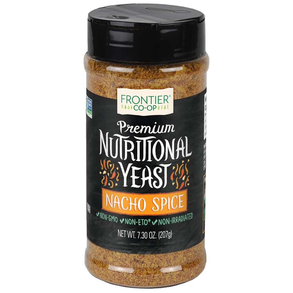 Frontier Co-op Nacho Spice Nutricional Levedura Mistura com vitamina B12, 7.30 oz - Para pipoca, lanches, massas e sopa