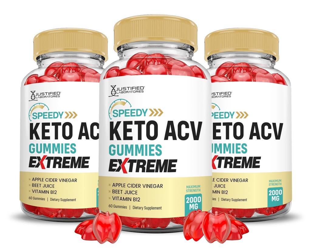 (3 Pack) Speedy Keto ACV Gummies Extreme 2000MG Speedy Keto Gummies Advanced Fórmula Apple Cider Vinagre com Suco de beterraba de romã B12 Vegan Non GMO 180 Gummys