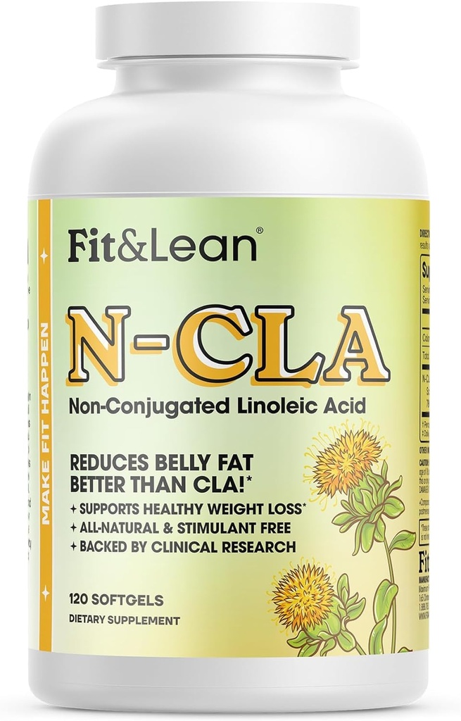 Fit & Lean N-CLA, Suplemento de perda de peso, Reduz a gordura da barriga melhor do que CLA, Aumentar o metabolismo, Suporta o músculo Lean, Estimulante Livre, Ácido Linoleico Não Conjugado, 120 Servings (Packaging May Vary)