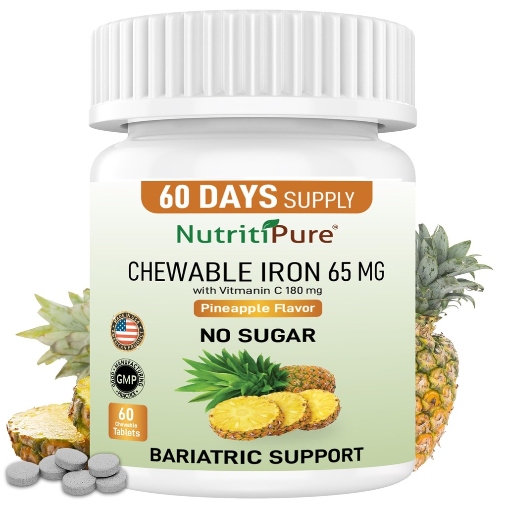 Carbonil de ferro mastigável 65 mg com vitamina C 180 mg (para mulheres/homens) - Comprimido em sabor abacaxi 60 Conde