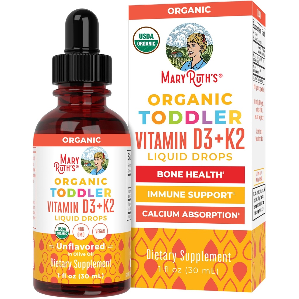 MaryRuth Orgânicos Vitamina D3 □ Vitamina K2 □ Vitamina D3 K2 Drops □ K2 D3 Suplemento Líquido Vitamina para Crianças □ Suplemento Crianças para Absorção de Cálcio Ossos Fortes