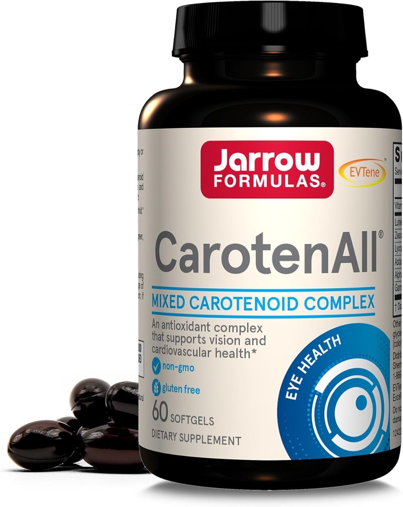 Jarrow Formulas® CarotenAll, Suplemento dietético, Apoio Antioxidante para Visão e Saúde Cardiovascular, 60 Softgels, até 60 dias de fornecimento