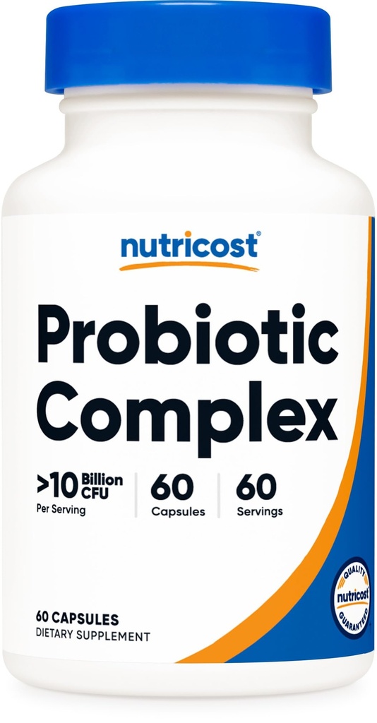 Complexo Probiótico de Nutricost (10 bilhões de UFC) 60 Cápsulas - Acidophilus Plus 9 Outros Probióticos, Não-GMO, Suplemento sem glúten