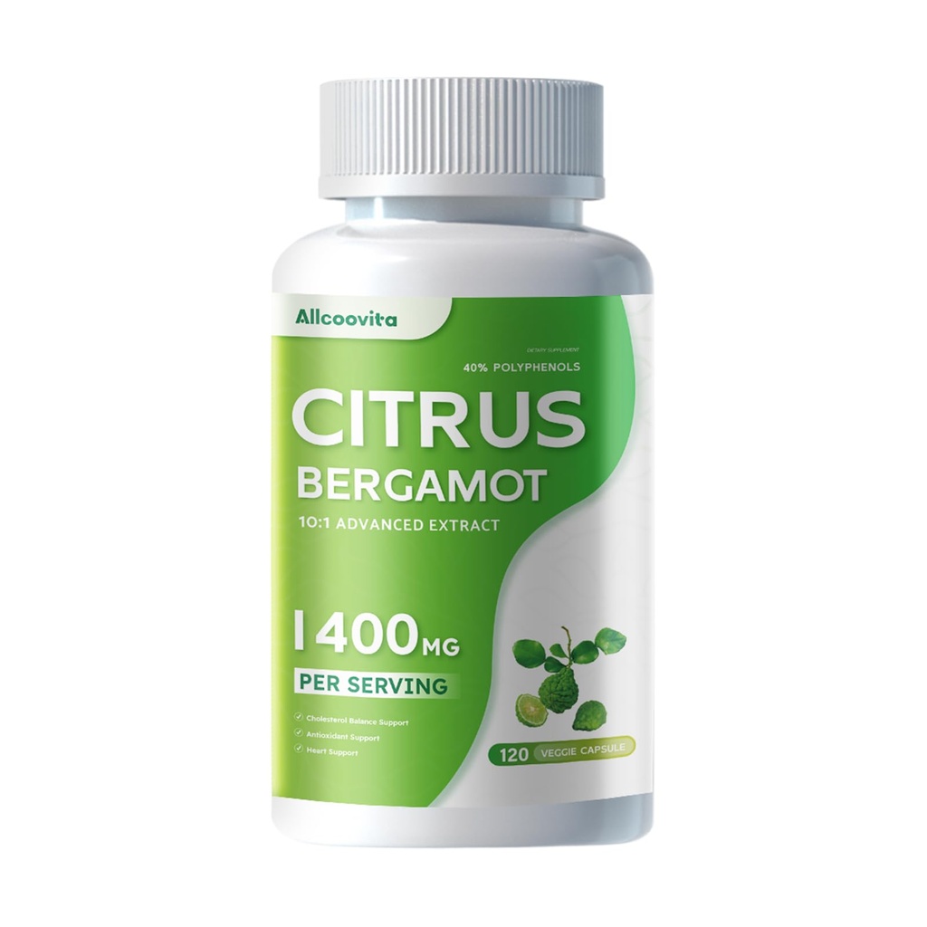 Citrus Organic Bergamot 1400mg, 120 Cápsulas -Citrus Bergamia - Óleo Essencial e Citrus Bioflavonoids - Suplementos de Saúde do Coração Natural para Mulheres e Homens - Pílulas Não-GMO
