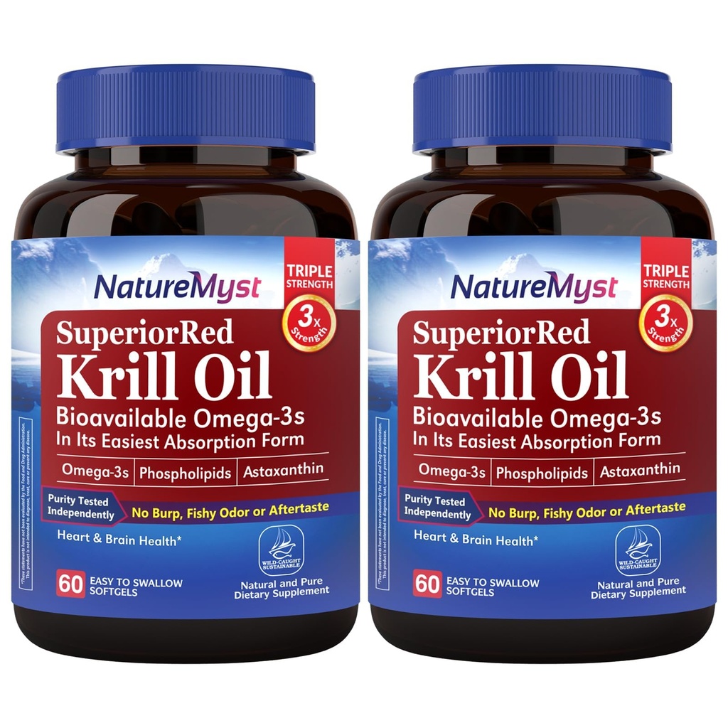 Óleo de Krill Antártico 1000 mg Softgels, Óleo de Krill Omega-3s, EPA, DHA, Astaxantina & Fosfolipídios, Saúde do Coração, 120 Softgels, Não-GMO, Sem glúten, Feito nos EUA