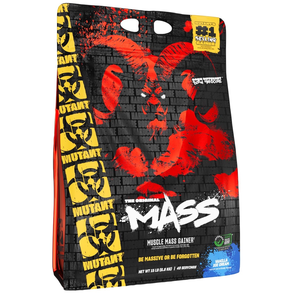 Massa Mutante . Peso massa Gainer Proteína Pó - Pó de proteína de calorias altas para massa muscular - Sorvete de baunilha - 15 Libras