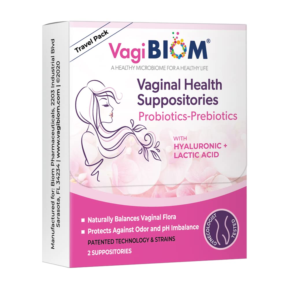 VagiBiom Probioitc Pacote de viagem conveniente com 2 Supositórios: Microbiome Flora Balance. Regime de Controle de Odor; Equilíbrio e Nutrições Flora Saudável