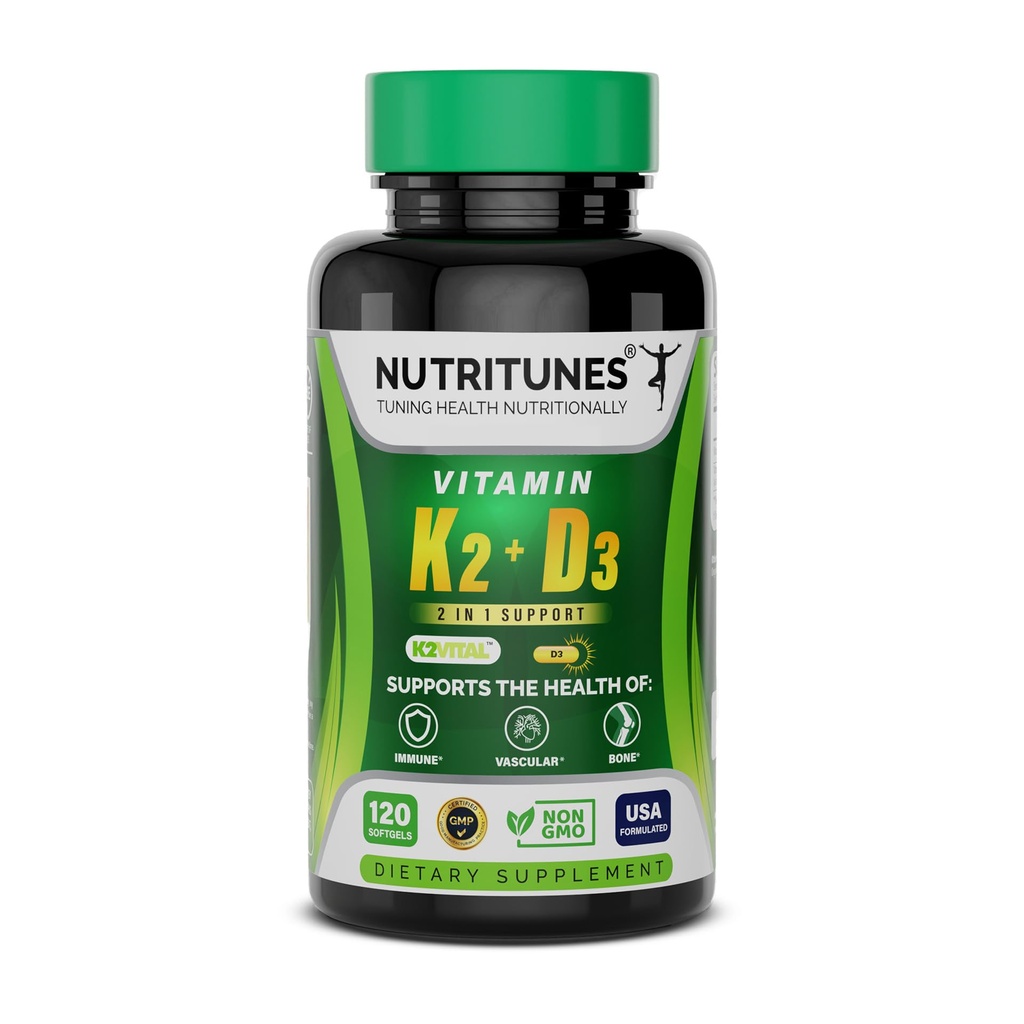Vitamina D3 K2–5000 UI D3 & 100 mcg K2 MK-7 – Suporta Saúde Óssea, Cardíaca e Imune – K2 D3 Suplemento Vitamina – 120 Softgels, Fornecimento de 4 meses