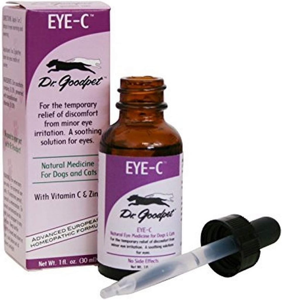 Dr. Goodpet Eye-C All-Natural Eye Drops para cães, gatos, cavalos, animais pequenos