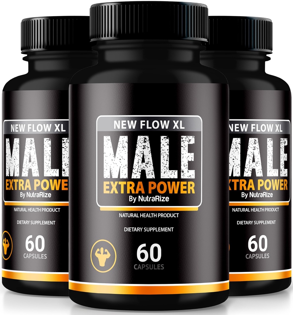 (3 Pack) New Flow XL Cápsulas para homens, NewFlow XL comprimidos masculinos, Todas as fórmulas naturais para massa muscular e desempenho máximo, Official NewFlowXL Comentários (180 Cápsulas)