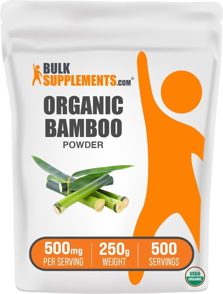 BulkSupplements.com Bambu orgânico em pó - Sílica Suplementos, Bambu Suplemento - Sem glúten, 500mg por serviço, 250g (8.8 oz) (Pack of 1)