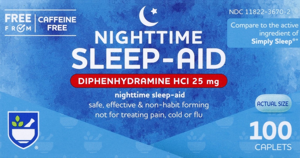 Rite ajuda Nighttime Sleep Aid Diphenidramine HCI 25 mg, 100 Mini Caplets □ Não-Habit que forma o suplemento do sono □ Melhor ajuda para o sono para insônia