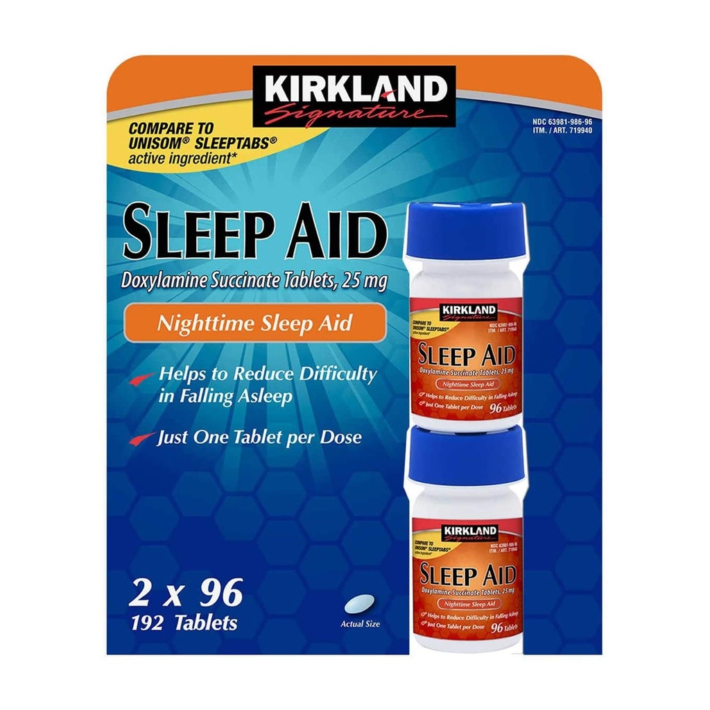 Kirkland Sono Auxiliar Doxilamina succinato 25 mg 192 Comprimidos