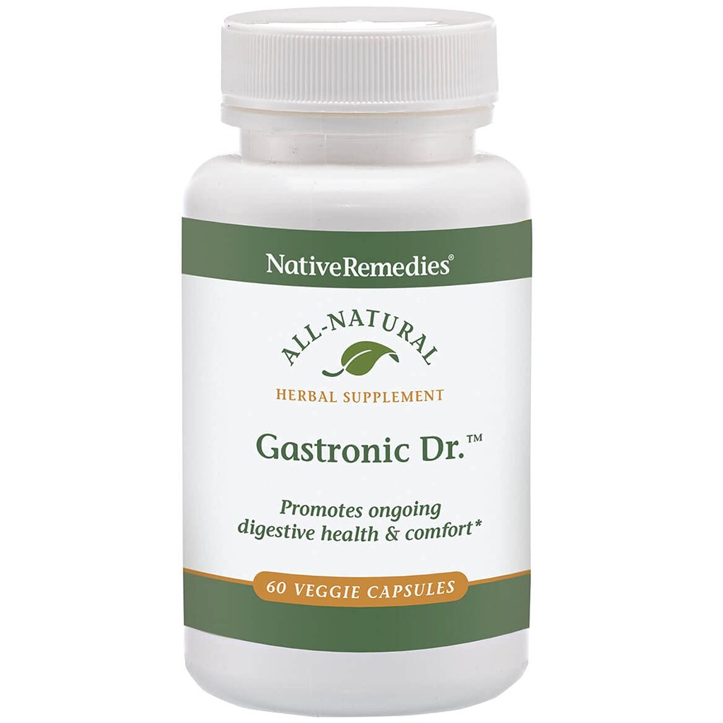 Remédios nativos Dr. Gastrônico - Todos os suplementos de ervas naturais para a digestão saudável e conforto após as refeições - Promove um forro saudável do estômago e níveis de ácido esquilibrado do estômago - 60 bonés vegetarianos
