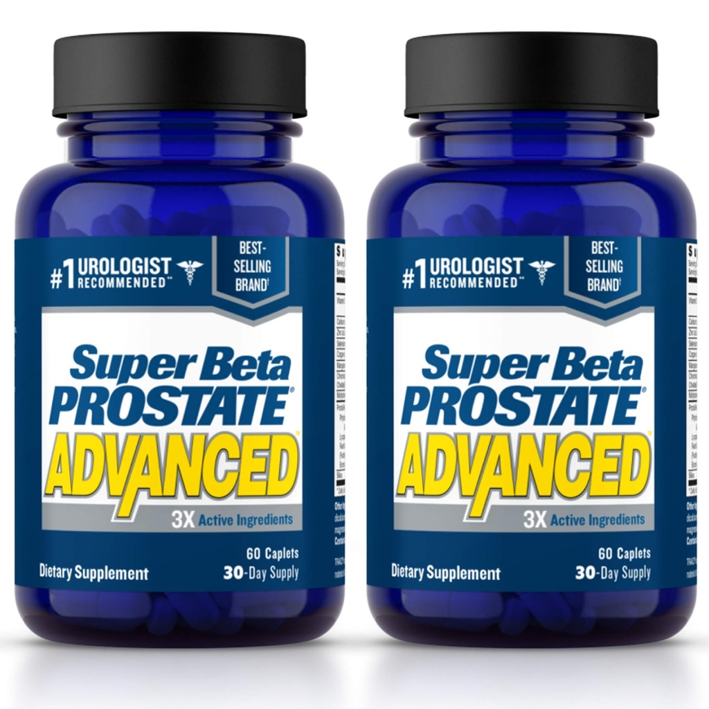 SUPER BETA PROSTATE Avançado – Promova o sono, o esvaziamento da bexiga de suporte. Suplemento de Suporte de Próstata para Saúde do Homem com Beta Sitosterol, não Saw Palmetto. (120 Caplets, 2-Pack)