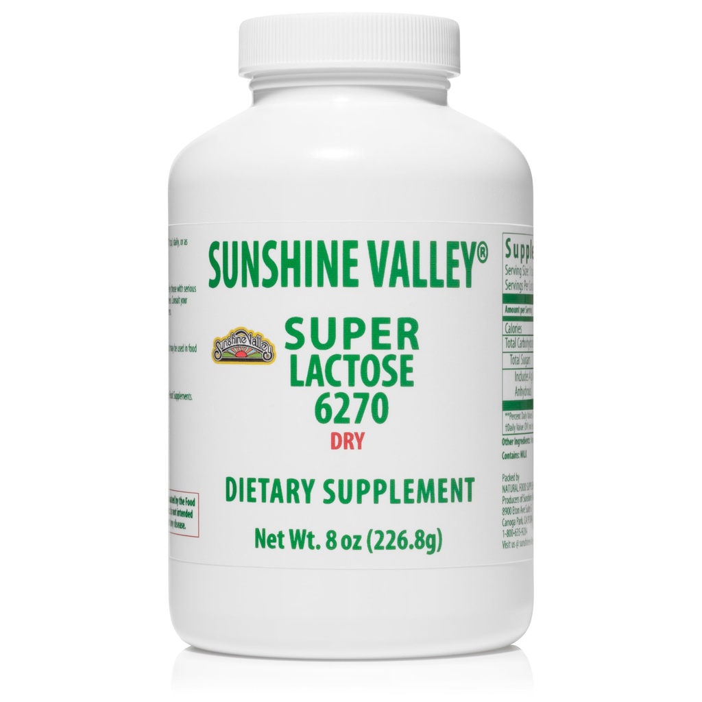 Sunshine Valley® Super Lactose em pó seco (FREE FLOW POUR) - Adoçante natural e Melhorador de Cozimento, Açúcar em pó para cozinhar e mistura de alimentos, Estabilizador de alimentos e enchimento - 8 onças
