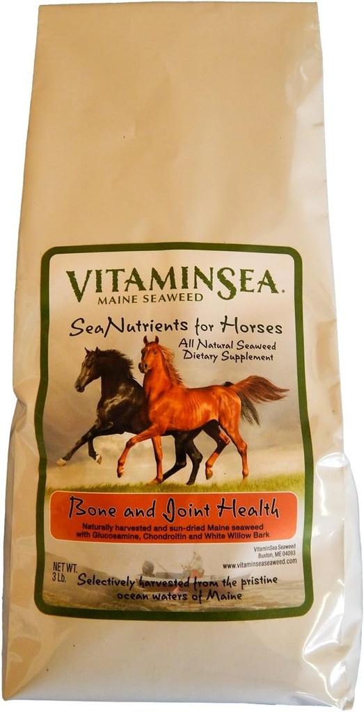 VITAMINSEA Cavalo Kelp Suplemento de algas secas □ Todos os nutrientes dietéticos naturais para cavalos □ Kelp Flokes com glucosamina, condroitina, barca de salgueiro branco para osso e saúde conjunta