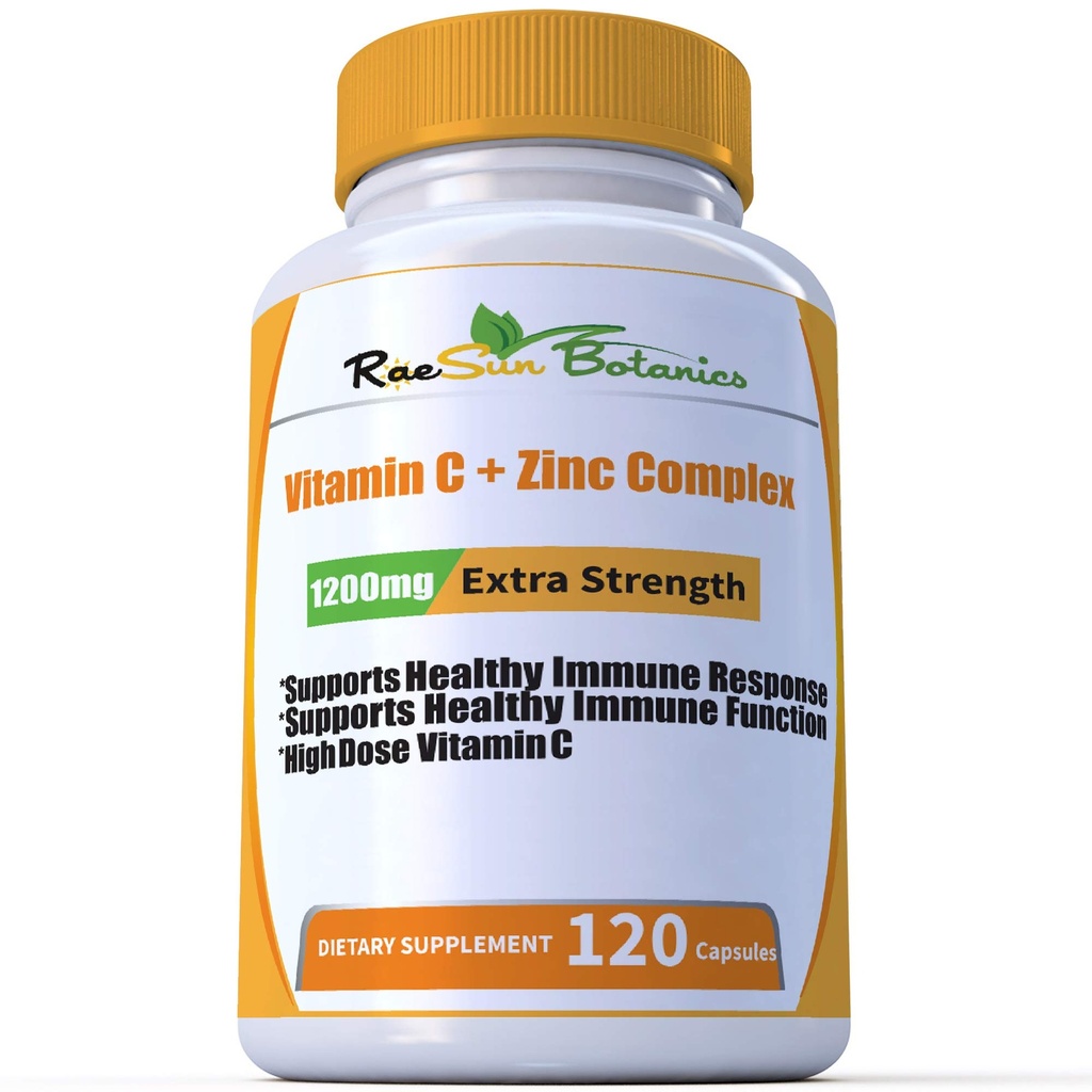 Alta dose de força extra 1200mg Vitamina C + Zinco Complexo para Imune Suporte Saúde 120 Cápsula 2 meses de fornecimento Veggie Cápsula não-GMO Gluten Free Vegan