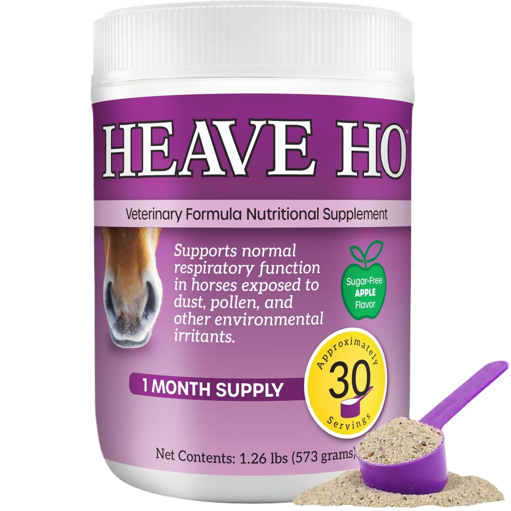Heave Ho Horse Nutritional Supplement for Breathing Allergies, DPOC, Tosse 30 Servings Sugar-Free Apple
