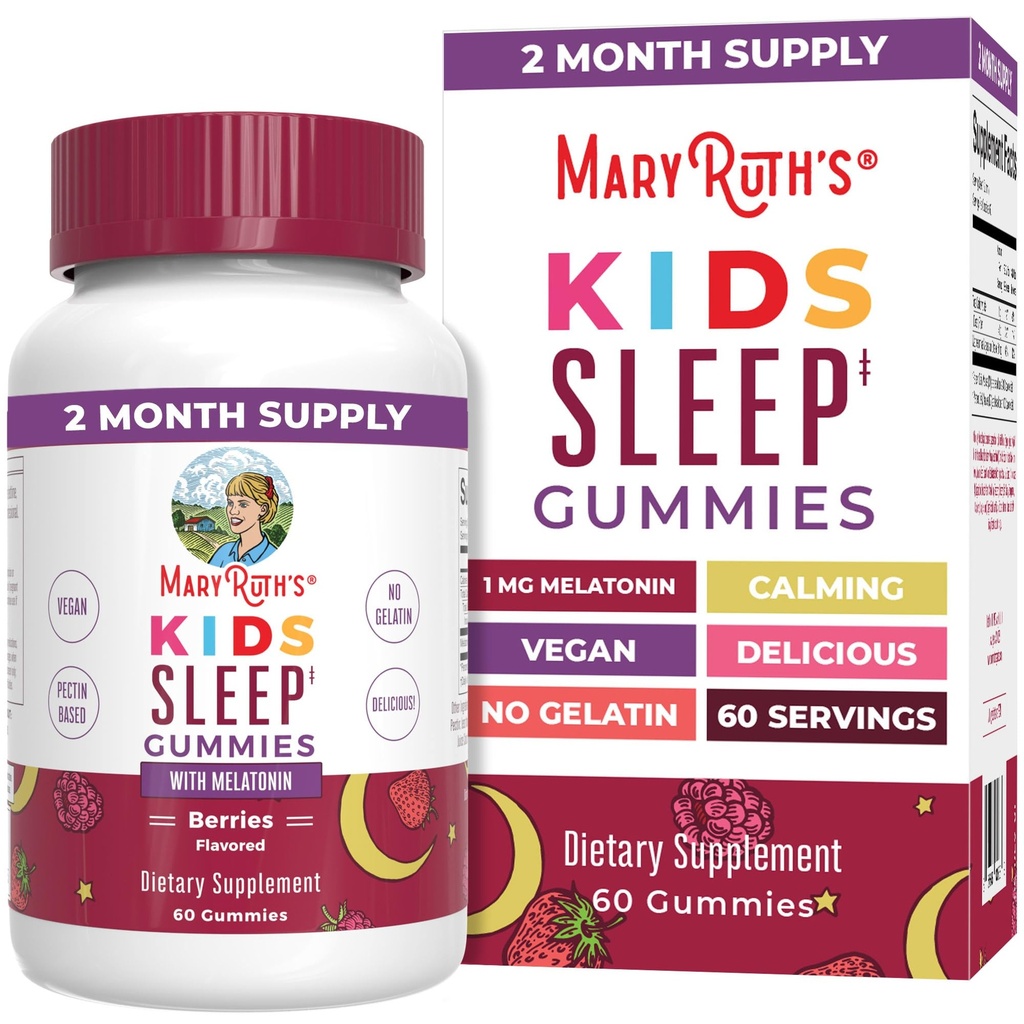 MaryRuth Organics Melatonin Gummies for Kids 2 Month Supply . Gummy sono para crianças Idades 4+ . . Melatonina 1 mg . . Relaxação e suporte ao sono . Vegan .