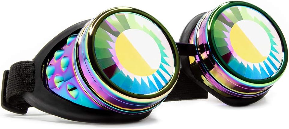 GloFX Polychrome Wormhole Kaleidoscope óculos - Festival Rave Costume Cosplay Prism EDM 3D Soldando óculos góticos