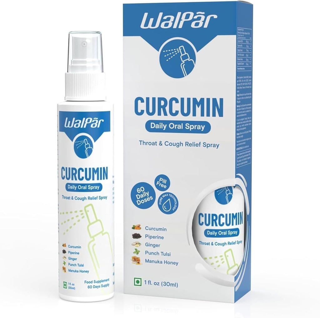Spray oral de curcumina - Uma mistura natural com curcumina, Piperine, extrato de gengibre, Punch Tulsi, e mel de Manuka, 30ml 1 fl. oz, 60 dias de fornecimento