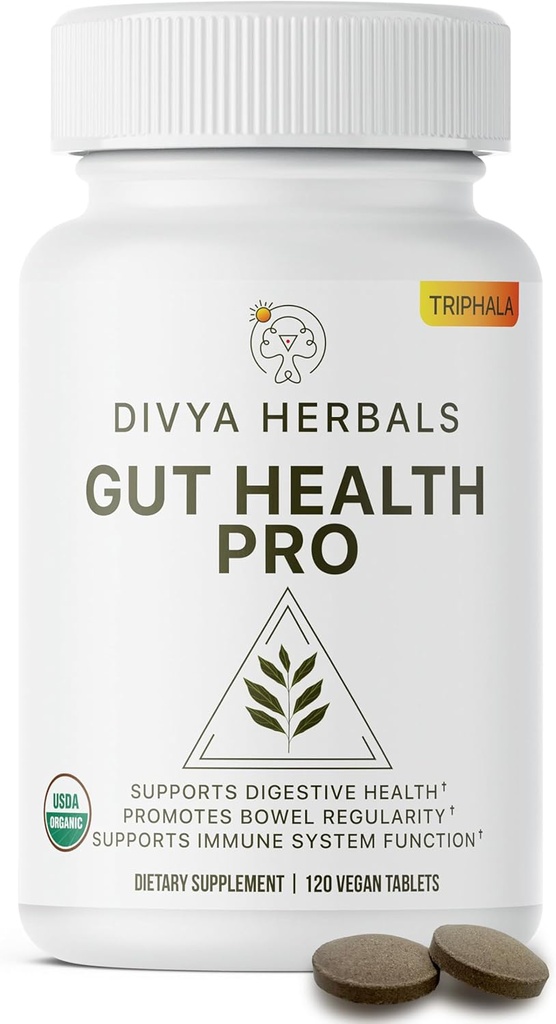 Gut Health Pro - Bloat Alívio, Detox & Suporte Digestivo - 100% Puro Suplemento Triphala Orgânico - para Mulheres & Homens - Não revestido Tablets Vegan -120Ct