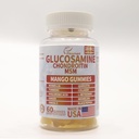 Glucosamina Condroitin Gummies com HSH 60 CT Sugar Free Glucosamina Condroitin Gummies Tripla Força para a Saúde Conjunta e Suporte Imune para Adultos, Homens & Mulheres - Mango Flavor