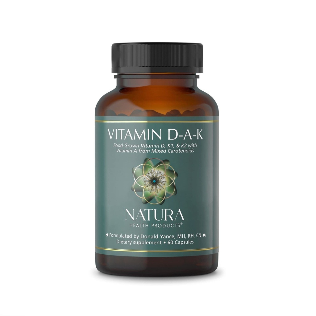 Produtos Natura Saúde D-A-K (ADK) – D3 5000 UI, K2 50 mcg, K1 550 mcg & Vitamina A 1000 UI – Apoio Ósseo, Coração e Imune – Metabolismo de Cálcio Gordo-Solúveis – 60 Cápsulas Vegetarianas