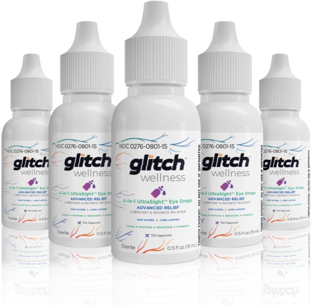 Flutch UltraSight Eye Drops para olhos secos 15mL - 4 em 1 Advanced Relief Dry Eye Drops - Todo o dia Conforto com hidratação, brilho, resfriamento - efetivamente acalma a irritação e secura (5)