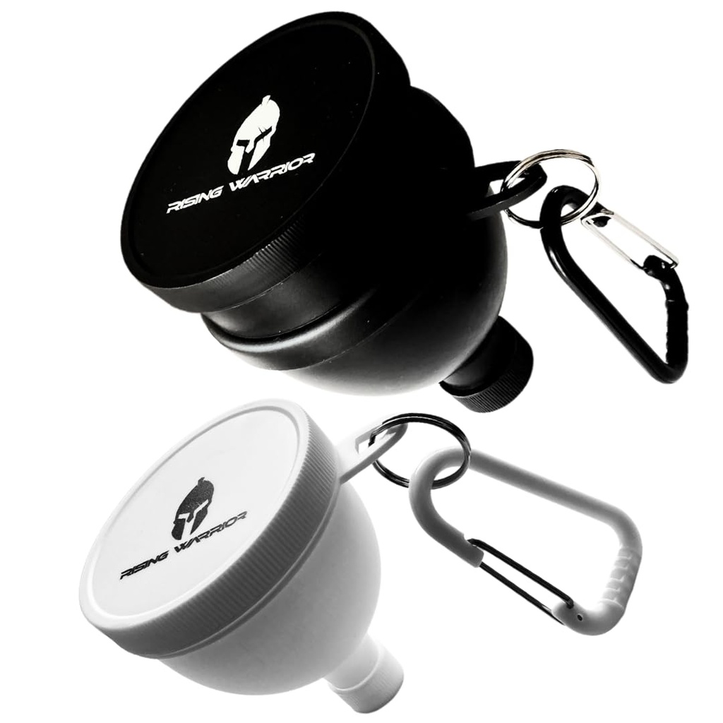 Pequeno e Grande 2-Pacote □ Funil portátil de garrafa de água em pó de proteína □ Perfeito para pré-treino, BCAA's, e pó de proteína □ Suplemento de garrafa de água Keychain