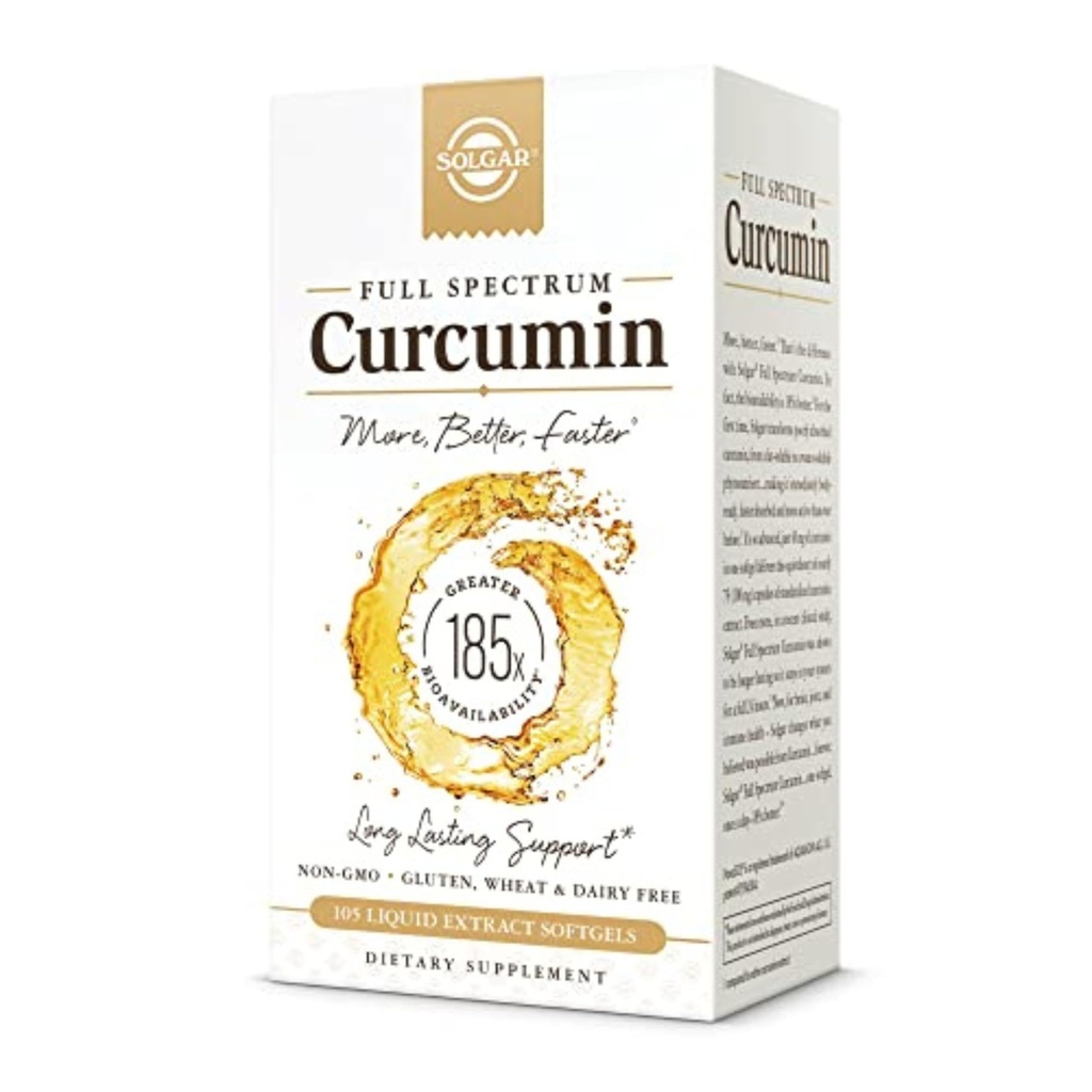 Solgar Full Spectrum Curcumin - 105 LiCaps - Absorção Superior - Cérebro, Joint & Imune Health - Vegan, Gluten-Free, Não-GMO, Dairy Free - 105 Servings