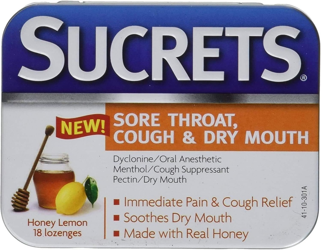 Garganta Dolorosa e Tosse de Sucre Lozenges (Lemon de mel) 18 Count Cada pacote de 2
