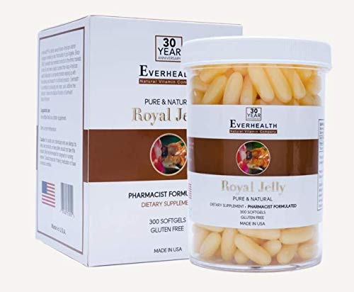EVERHEALTH Vital Royal Jelly 1000mg (300 Softgels) Diet Supplement Autêntico Qualidade Genuína Pura
