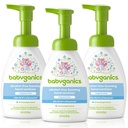 Babyganics Espuma livre de álcool mão higienizador, garrafa de bomba, Fragrância grátis, 8,45 oz, 3 embalagem