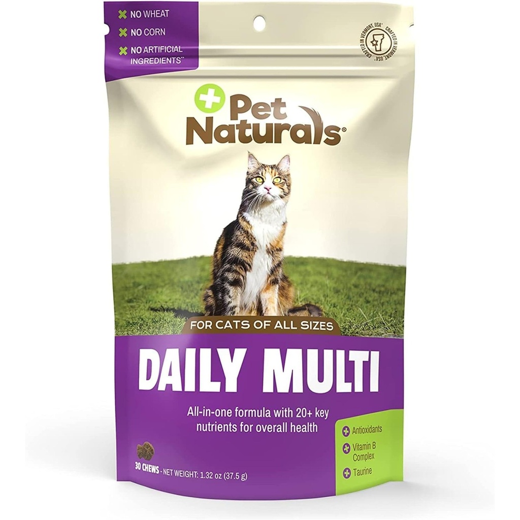 Pet Naturals Multivitamin diário para gatos com biotina, taurina e arginina, 30 peixe mastigado sabor