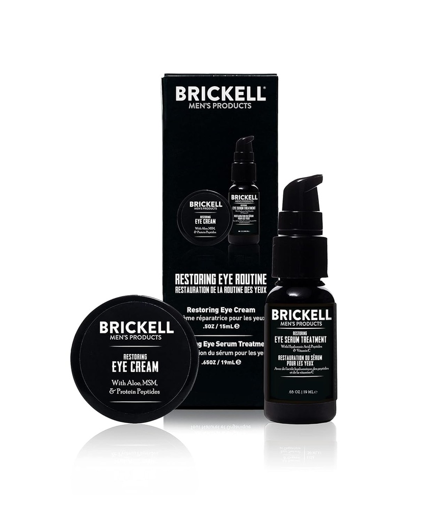 Brickell masculino Restaurando Olho Rotina para Homens, Creme de Olho e Sérum para Homens, Natural e Orgânico, Não perfumado, Conjunto de Presentes de cuidados da pele masculina