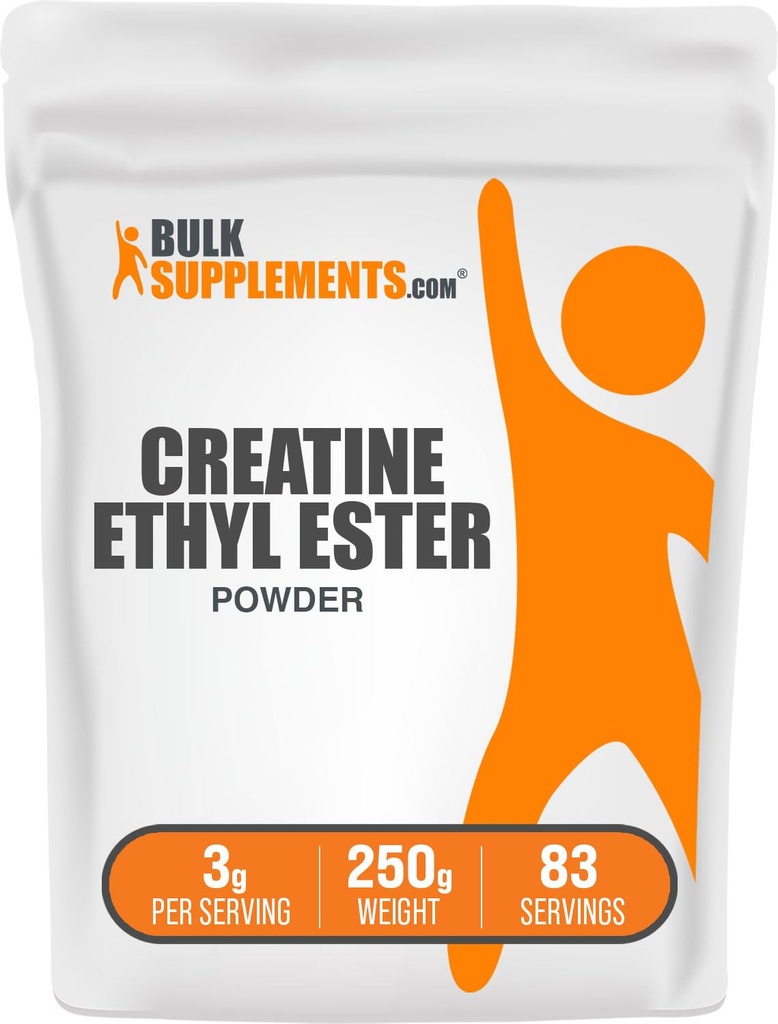 BulkSupplements.com Creatina Ethyl Ester HCl Pó - Creatina Suplemento, Creatina Ethyl Ester Pó - Sem sabor e sem glúten, 3g por serviço, 250g (8,8 onças) (Pacote de 1)