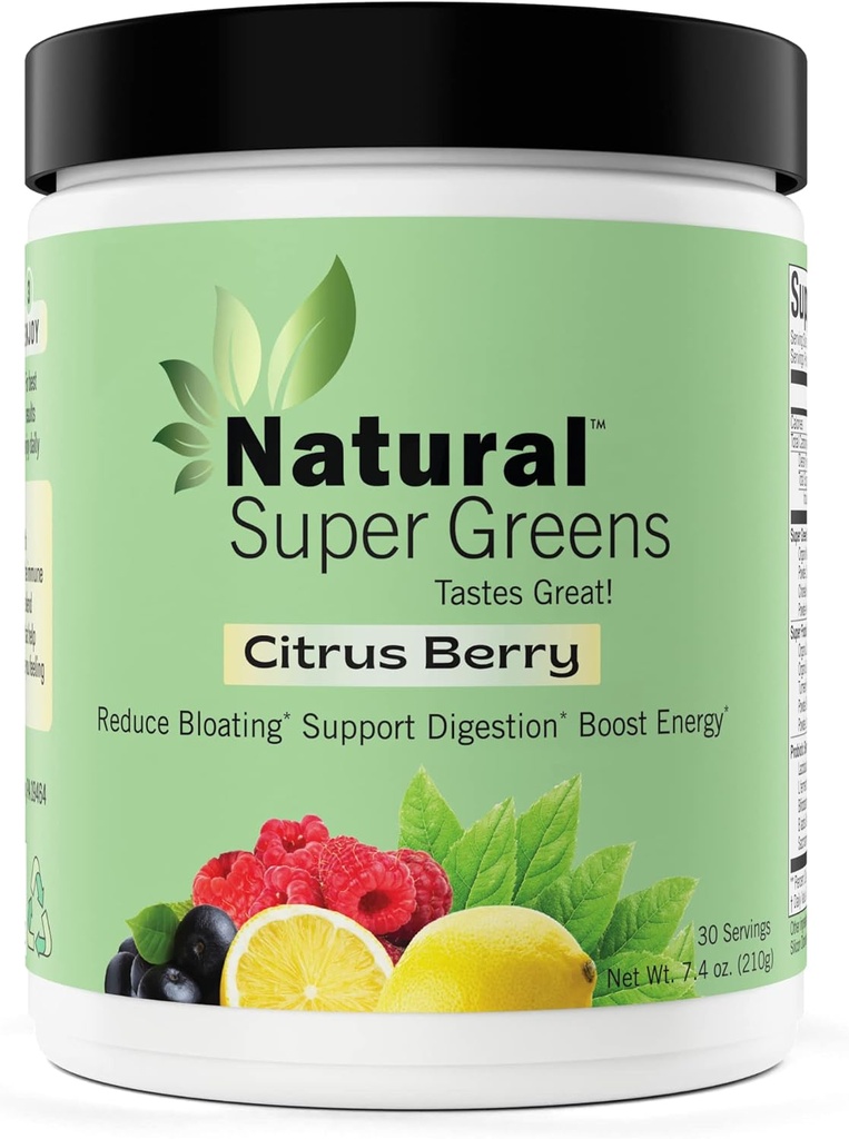 Super Verdes em pó Orgânico Ou Suplementos Verdes Grandes Frutos de Degustação e Legumes Juice & Smoothie Mix Probióticos & Enzimas Digestivas & chlorela (Citrus Berry) 1 item, 7.4 Ounce