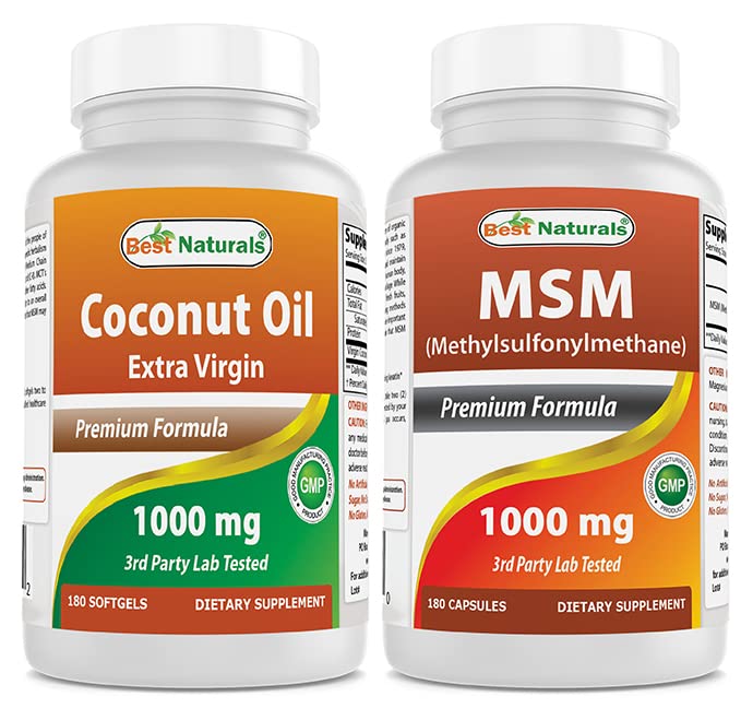 Melhor Naturals Extra Virgin Óleo de coco 1000 mg & HSH 1000 mg