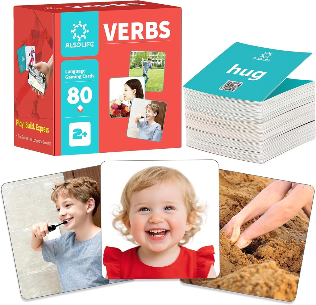 80 Verb Cards com vídeos de ação ?Bick Action Verb Flash Cards para Fonoaudiologia ? Verbs Flash Cards para Toddler Learning Cards Palavras de ação ?