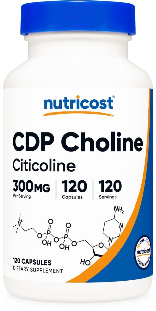 Nutricost CDP Choline (Citicolina) 300mg, 120 Cápsulas Vegetarianas - Não-GMO, Vegetarian Friendly, Gluten Free