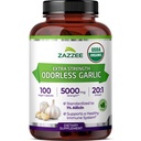 Zazzee USDA Organic Odorless Alho 20:1 Extract, 5000 mg Força, 100 Cápsulas Vegan, 3+ Mês Abastecimento, Standardizado, Concentrado 20X Extrato, 100% vegetariano, All-Natural, Não-GMO, Made in the USA